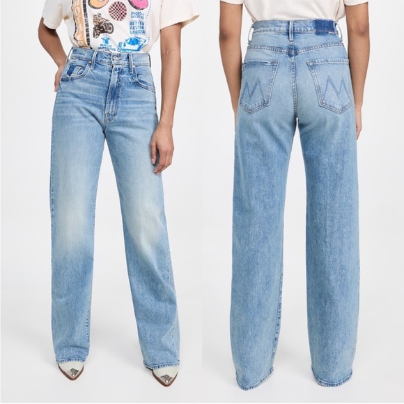 MOTHER The Lasso Heel Left in the Dust Light Wash Wide Leg Jeans, EUC, 34 - Picture 2 of 12